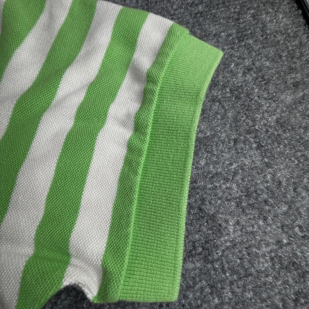 Polo Ralph Lauren Mens Green White Striped Short Sleeve Polo Shirt Large Logo